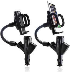 Universal Car Mobile Phone Holder 360 Degree Rotatable Phone Holders With Dual USB 2.1A Charger for Smartphones