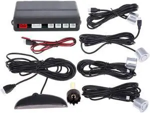Auto Parktronic LED Display Reverse Backup Car Parking Radar Monitor Detector System with 4 Car Parking Sensors - Silver