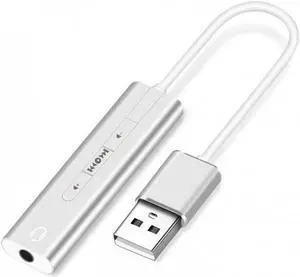 2-in-1 USB External Sound Card 3.5mm USB Audio Interface Microphone Headphone Adapter for PC Laptop - Silver