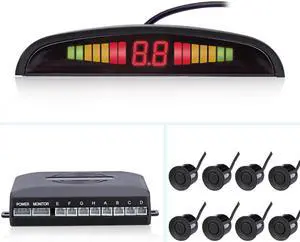 Auto Parktronic LED Display Reverse Backup Car Parking Radar Monitor Detector System with 8 Car Parking Sensors