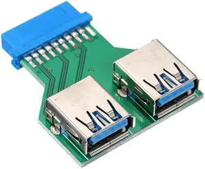 20Pin to Dual USB3.0 Adapter Connverter Desktop Motherboard 19Pin/20Pin Header to 2 Ports USB 3.0 A Female Connector Card Reader