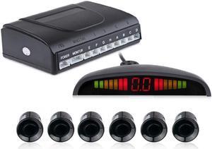 Car Alarm Radar Auto LED Display Reverse Backup Radar System Buzzing Sound Warning with 6 Parking Sensors