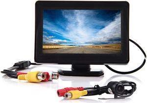 2 in 1 4.3 Inch TFT LCD Car Monitor with Night Vision Rear View Parking Reverse Backup CMOS CCD Camera for Reversing Record