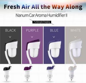 Nanum II Car Air Humidifier Freshner Purifier Steam Mist Maker Aroma Fragrant Diffuser Essential Oil Diffuser With Usb Ports - Blue