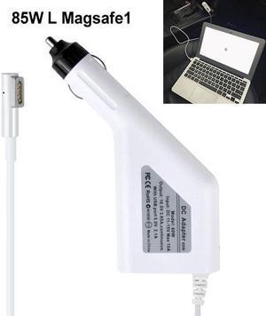 85W Magsafe1 L Connect Car Charger Power Supply Cord Plug For MacBook With Extra USB Slot To Charge iPad iPhone Cell Phones - White