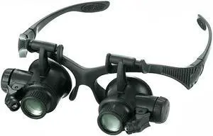 Headband 10X 15X 20X 25X LED Light Glasses Magnifier Watchmaker Jewelry Optical Lens Glass Magnifier Loupe