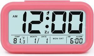 Digital Alarm Clock Student Clock Large LCD Display Snooze Electronic Kids Clock Light Sensor Nightlight Office Table Clock--Red Color