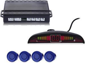 Buzzing Sound Car Parking Sensor Auto LED Parktronic with 4 Sensors Reverse Backup Parking Radar Monitor Detector System - Blue