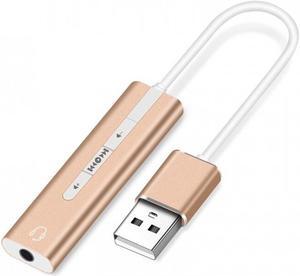 2-in-1 USB External Sound Card 3.5mm USB Audio Interface Microphone Headphone Adapter for PC Laptop - Gold