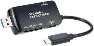 Portable Multi-function 3 in 1 USB-C Type C / USB 3.0 / Micro USB Combo OTG Card Reader Adapter Converter USB Hub for New Macbook 12" Smartphone Laptop