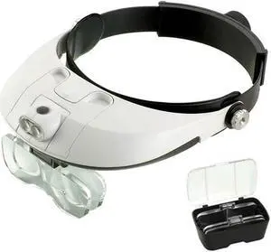 Headband 1X 1.5X 2X 2.5X 3.5X LED Magnifier Illuminated Lamps Multiple Magnifying Glass Hat Type Working Magnifier