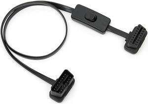 High Quality OBD Extension Cable with Switch Turn On / Off Line Connector for ELM 327 V 1.5 V 2.1 OBD2 Scanner ELM327 V1.5 V2.1