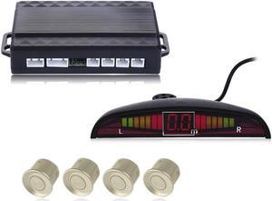 Buzzing Sound Car Parking Sensor Auto LED Parktronic with 4 Sensors Reverse Backup Parking Radar Monitor Detector System - Gold