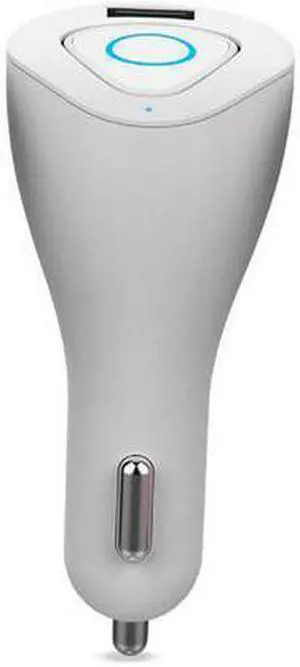 Roman R6000 Portable Wireless Bluetooth Earphone Handsfree Mini Headset Stereo Earbuds Dock Car Phone Charger 2 In 1 (White)