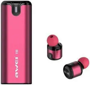 AWEI T8 New Arrival TWS Wireless Bluetooth Earphone V4.2 Handfree Sport Meeting In Ear Earphone Earbuds with Microphone (Red)
