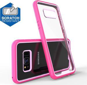 Fashion Scratchproof Double Color 2 In 1 Transparent Hard PC + TPU Back Cover Case for Samsung Galaxy S8 Plus - Pink