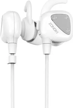 Telephone Headset Zonoki S2 Sport Earphone Wireless Noise Cancellation Device USB Bluetooth Headset Running Earphones Bass NFC - White