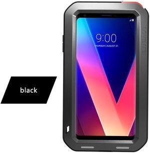 LOVE MEI Life Water Resistant Shockproof Metal Dual Layer Protective Case+Tempered Glass For LG V30 Cover(Black)