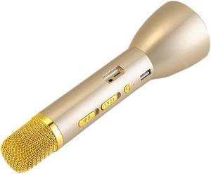 K088 Wireless Condenser Microphone Karaoke Player Recording Singing Microphone Bluetooth Speaker 2600mAh Power Bank for iPhone iPad Android Smart Phone PC Gold