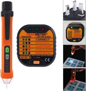 220V ~ 250V Portable Electrical Smart Socket Tester & 50-60Hz AC 12-1000V Pen Circuit Detector