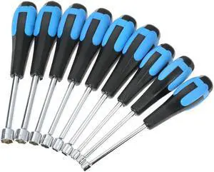 9pcs Hollow Shaft Nut Driver Set Metric Sizes Hex Bit Sockets 5mm/5.5mm/6mm/7mm/8mm/9mm/10mm/11mm/12mm