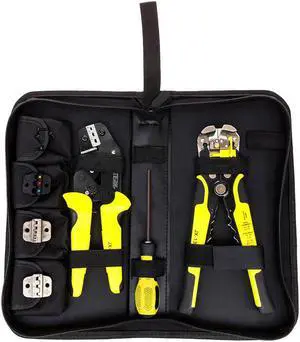 Meterk Professional 4 In 1 Wire Crimpers Engineering Ratcheting Terminal Crimping Pliers Bootlace Ferrule Crimper Tool Cord End Terminals With Wire Stripper