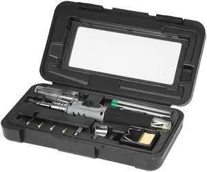 Professional 10 in 1 Soldering Iron Set Butane Gas Soldering Iron Set 26ml Welding Kit Torch Welding Equipment HS-1115K - Gray