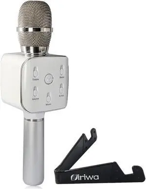 TuXun Teana2 Wireless Karaoke Player Condenser Microphone Handheld Portable with Mic Dual Speakers Singing Record for Smart Phones Computer - Silver