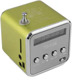 Fineblue Mini Portable Music Speaker TD-V26 Micro SD TF MP3 Player Support FM Radio USB Stereo Speakers for MP4 Computer PC - Green