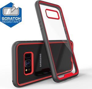 Fashion Scratchproof Double Color 2 In 1 Transparent Hard PC + TPU Back Cover Case for Samsung Galaxy S8 Plus - Red