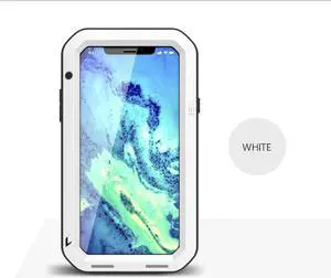 LOVE MEI Powerful Shockproof Dirtproof Water Resistant Metal Phone Cover Case Glass For IPhone X  (Silver)