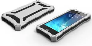 NEW Shockproof Carbon Fiber Tempered Glass Aluminum Metal Armor Case Cover For iphoe X - Silver