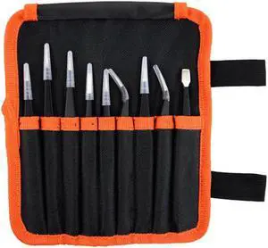9PCS ESD Stainless Steel Tweezers Kit Precision Anti-static Maintenance Tools Precision for Electronics Jewelry Phone Repairing