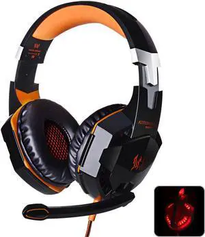 EACH G2000 Gaming Headset Deep Bass Computer Game Headphones with Microphone LED Light for Computer PC Gamer - Black & Orange