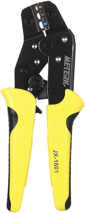 Meterk Professional Wire Crimper Engineering Ratchet Terminal Crimping Pliers JX-1601-01 0.25-2.5mm2 Insulated Terminals Or Color Code Nests AWG24-14