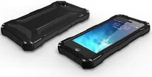NEW Shockproof Carbon Fiber Tempered Glass Aluminum Metal Armor Case Cover For iphoe X - Black