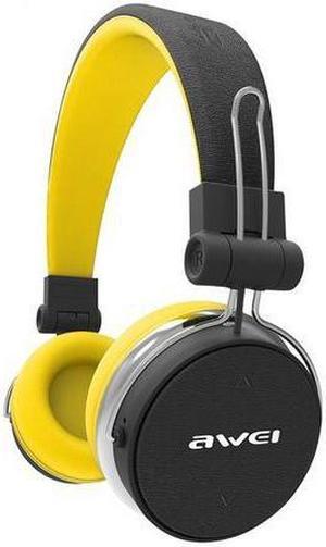 AWEI A700BL Bluetooth Headphones Wireless Stereo Super Deep Wireless Headset Subwoofer With Touch Button PU Earmuffs Headband (Yellow)