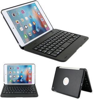 Ultra Thin Slim Folio Clamshell Lightweight Bluetooth Keyboard Stand Leather Case For iPad Mini iPad Mini 2 - Black