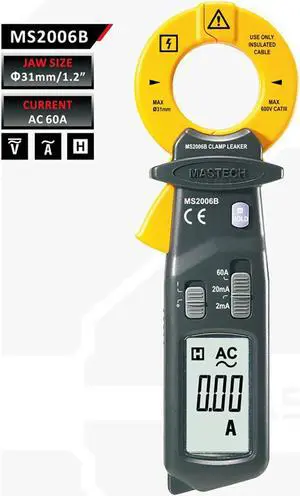 MASTECH MS2006B High Sensitivity AC Leakage Clamp Meter 0.001mA Resolution - Black + Yellow