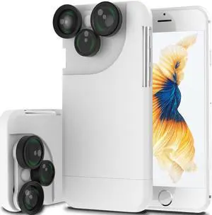 New Mobile Phone Lens Combination 4 in 1 Clip On Fisheye Camera Lens & Wide Angle & Macro & Fisheye & 2x Zoom For iPhone 7 - White