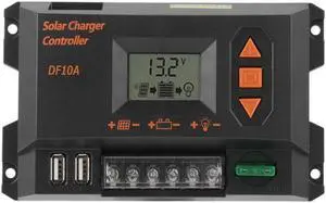 10A Solar Charger Controller Graphical LCD Display Panel Battery Regulator Safe Electronic Protection Easy to Set Up Operate