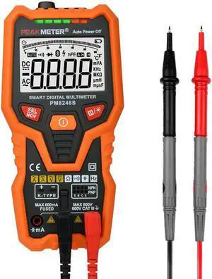 PM8248S Smart Fully AutoRange Professional Digital Multimeter Voltmeter with NCV Frequency Bargraph Temperature Transistor test