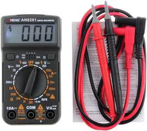 Portable LCD Digital Multimeter Professional Electric Handheld Tester Backlight AC/DC Voltmeter Ammeter Ohm Multimetro AN8201 - Black