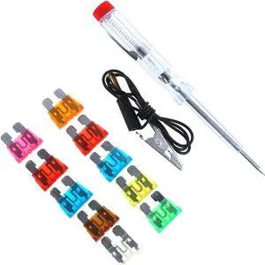 6-24V Mini Pen-type Electric Pen Voltage Circuit Tester with Probe And 10pcs Insurance Chip Light Bulb Automobile Maintenance Tools for Cars