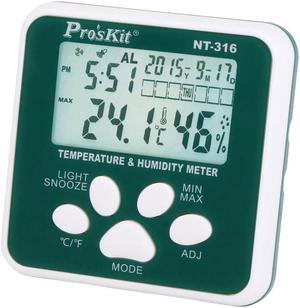 Pro'skit NT-316 Multifunction Digital Hygrometer Humidity Meter Indoor Electronic Thermometer With Alarm Clock And Calendar