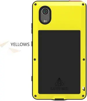 LOVE MEI Metal Aluminum Case For Sony Xperia XA1 Plus Heavy Duty Armor Outdoor Sports Shockproof Waterproof Powerful Phone Case (Yellow)
