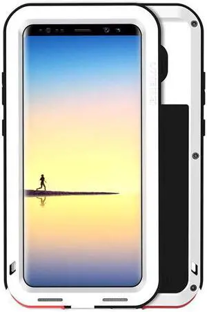 Love Mei Water Resistant Shockproof Aluminum Metal Super Anti Shake Silicone Fully Body Protection for Samsung Galaxy Note 8 (White)