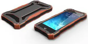 NEW Shockproof Carbon Fiber Tempered Glass Aluminum Metal Armor Case Cover For iphoe X - Gray&Orange