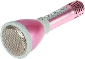 KM660 Mini Karaoke Player Wireless Bluetooth Condenser Microphone LED Light TF Card 3.5mm AUX-IN with Mic Speaker KTV Singing Record for Smart Phones Computer Pink