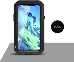 LOVE MEI Powerful Shockproof Dirtproof Water Resistant Metal Phone Cover Case Glass For IPhone X  (Black)
